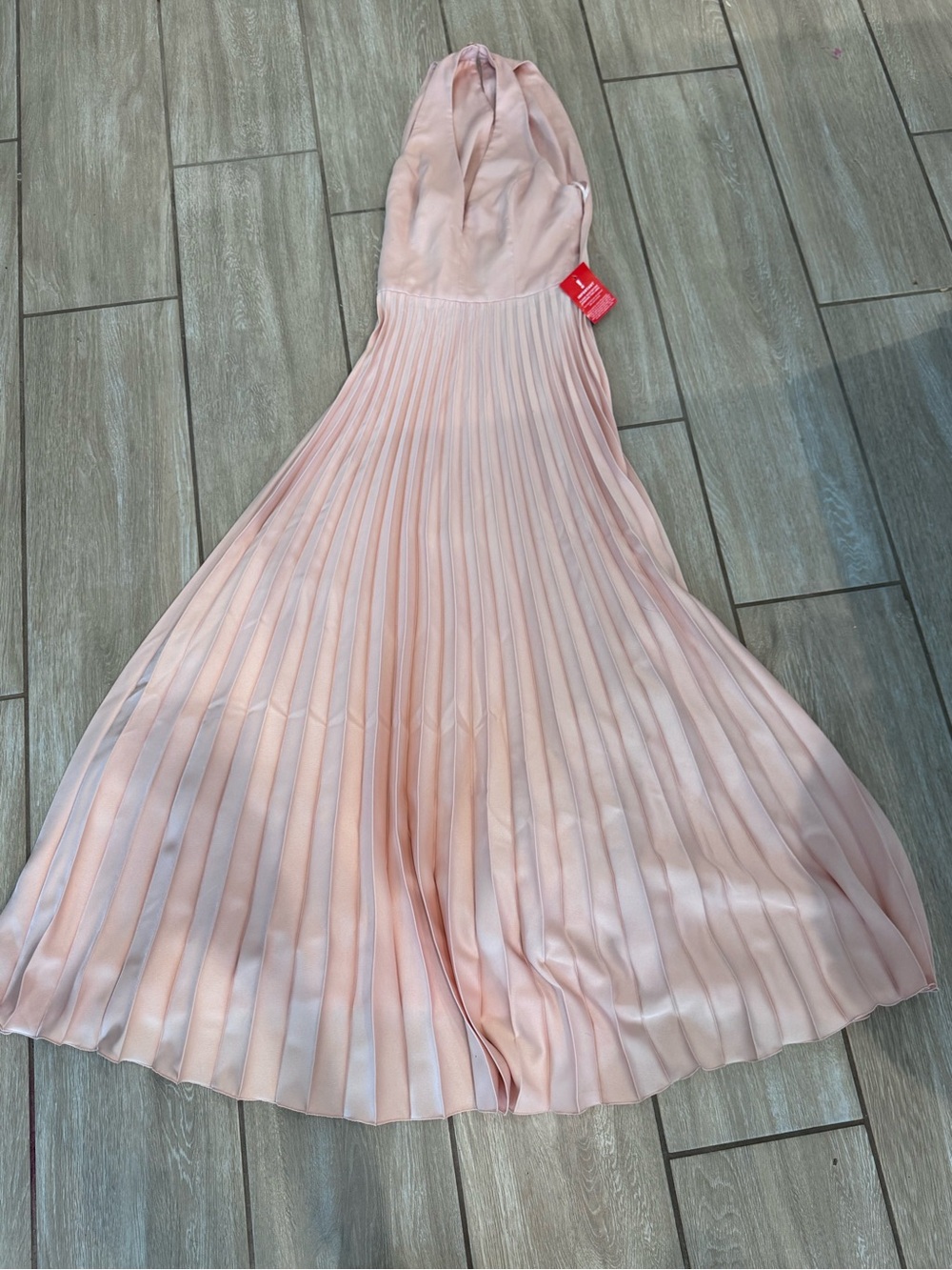 ASOS Pleated Halter Midi Dress in Light Pink